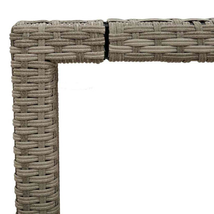 Patio Table with Glass Top Light Gray 35.4"x35.4"x29.5" Poly Rattan