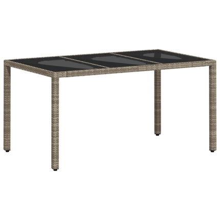 Patio Table with Glass Top Light Gray 59.1"x35.4"x29.5" Poly Rattan