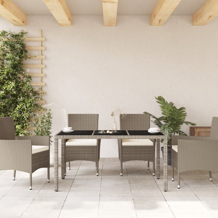 Patio Table with Glass Top Light Gray 59.1"x35.4"x29.5" Poly Rattan