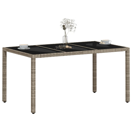 Patio Table with Glass Top Light Gray 59.1"x35.4"x29.5" Poly Rattan