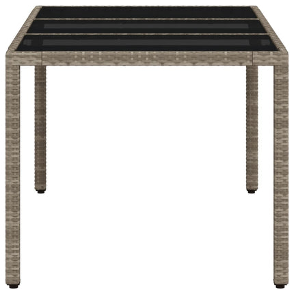 Patio Table with Glass Top Light Gray 59.1"x35.4"x29.5" Poly Rattan