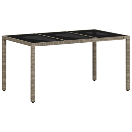 Patio Table with Glass Top Light Gray 59.1"x35.4"x29.5" Poly Rattan