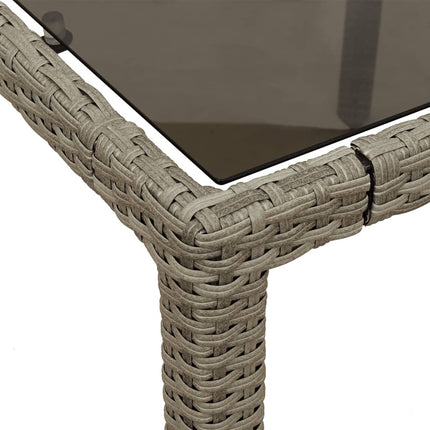 Patio Table with Glass Top Light Gray 59.1"x35.4"x29.5" Poly Rattan