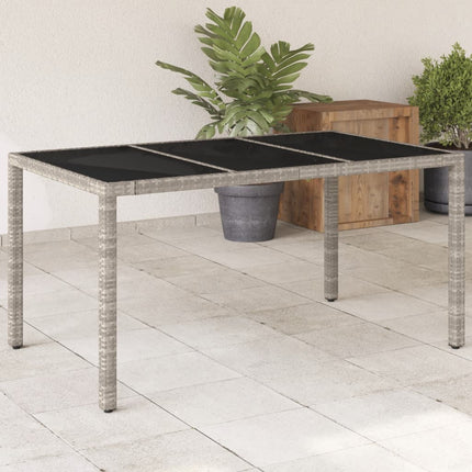 Patio Table with Glass Top Light Gray 59.1"x35.4"x29.5" Poly Rattan
