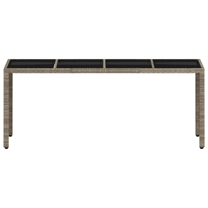 Patio Table with Glass Top Light Gray 74.8"x35.4"x29.5" Poly Rattan