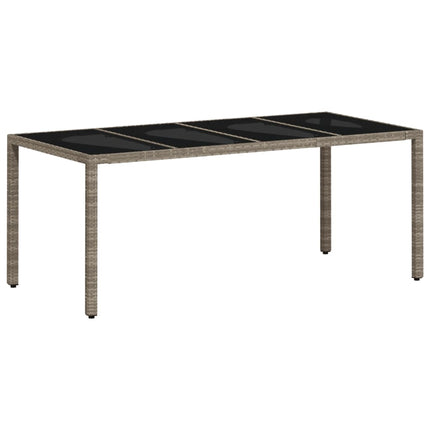 Patio Table with Glass Top Light Gray 74.8"x35.4"x29.5" Poly Rattan