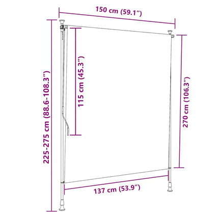 Outdoor Roller Blind Yellow and White 59.1"x106.3" Fabric&Steel