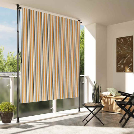 Outdoor Roller Blind Yellow and White 59.1"x106.3" Fabric&Steel