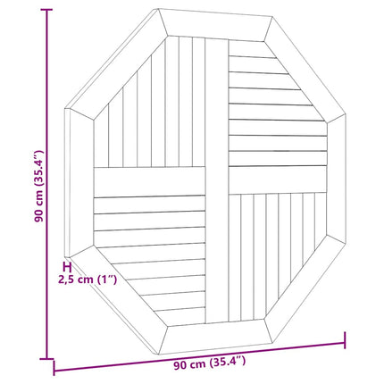 Table Top 35.4"x35.4"x1" Octagonal Solid Wood Teak