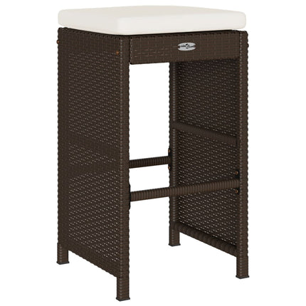 Patio Bar Stools with Cushions 2 pcs Brown Poly Rattan