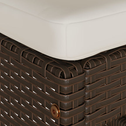 Patio Bar Stools with Cushions 2 pcs Brown Poly Rattan