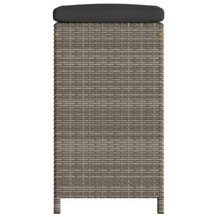 Patio Bar Stools with Cushions 2 pcs Gray Poly Rattan