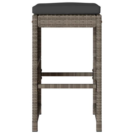 Patio Bar Stools with Cushions 4 pcs Gray Poly Rattan