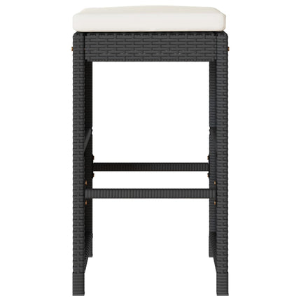 Patio Bar Stools with Cushions 6 pcs Black Poly Rattan