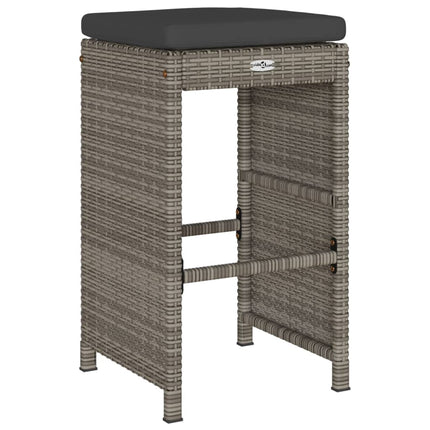 Patio Bar Stools with Cushions 6 pcs Gray Poly Rattan