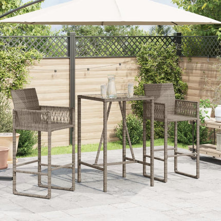 Patio Bar Table Gray 27.6"x27.6"x43.3" Poly Rattan