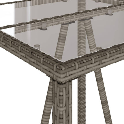 Patio Bar Table Gray 27.6"x27.6"x43.3" Poly Rattan
