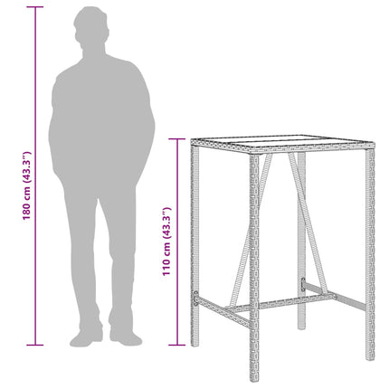 Patio Bar Table Gray 27.6"x27.6"x43.3" Poly Rattan
