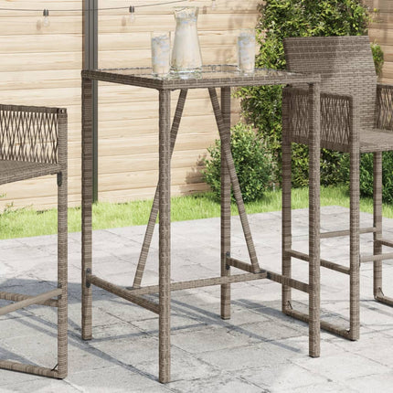 Patio Bar Table Gray 27.6"x27.6"x43.3" Poly Rattan
