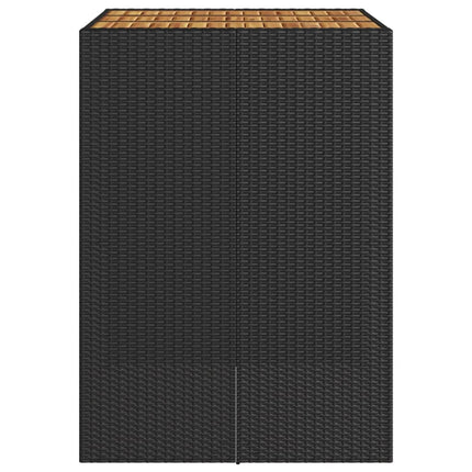 Patio Bar Table with Acacia Wood Top Black 41.3"x31.5"x43.3" Poly Rattan