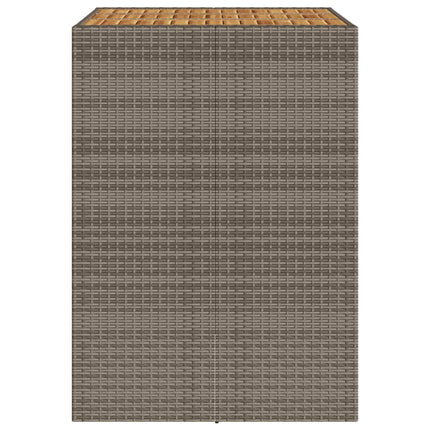 Patio Bar Table with Acacia Wood Top Gray 41.3"x31.5"x43.3" Poly Rattan