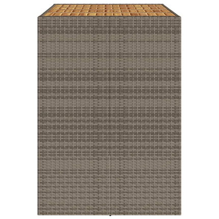 Patio Bar Table with Acacia Wood Top Gray 57.1"x31.5"x43.3" Poly Rattan