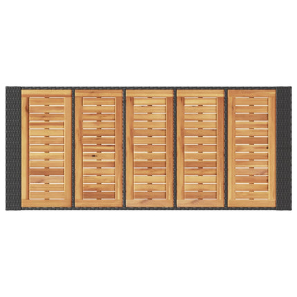 Patio Bar Table with Acacia Wood Top Black 72.8"x31.5"x43.3" Poly Rattan