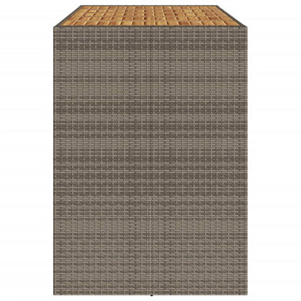 Patio Bar Table with Acacia Wood Top Gray 72.8"x31.5"x43.3" Poly Rattan