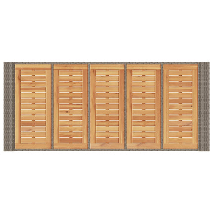 Patio Bar Table with Acacia Wood Top Gray 72.8"x31.5"x43.3" Poly Rattan