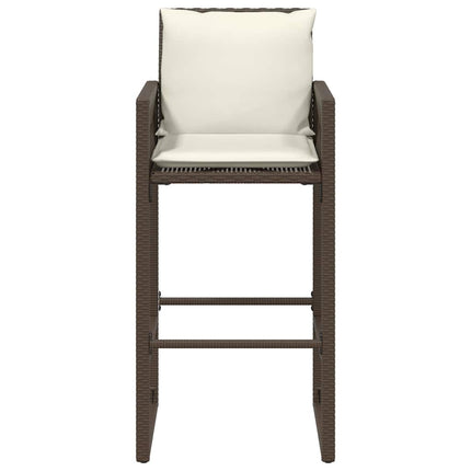 Patio Bar Stools with Cushions 2 pcs Brown Poly Rattan