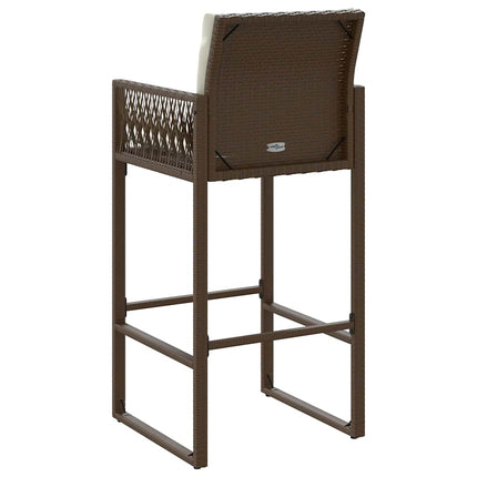 Patio Bar Stools with Cushions 2 pcs Brown Poly Rattan