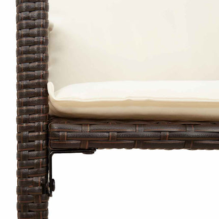 Patio Bar Stools with Cushions 2 pcs Brown Poly Rattan