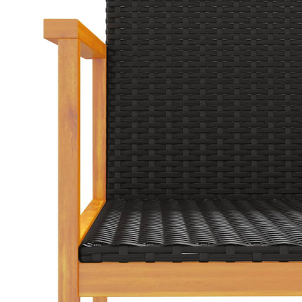 Patio Chairs 2 pcs Black Poly Rattan&Solid Wood