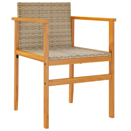 Patio Chairs 2 pcs Beige Poly Rattan&Solid Wood