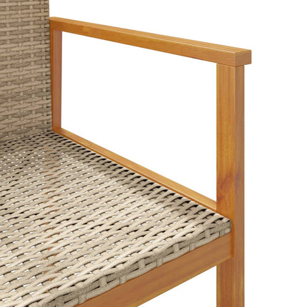 Patio Chairs 2 pcs Beige Poly Rattan&Solid Wood