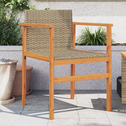 Patio Chairs 2 pcs Beige Poly Rattan&Solid Wood