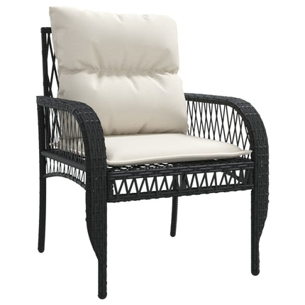 4 Piece Patio Sofa Set with Cushions Black Poly Rattan