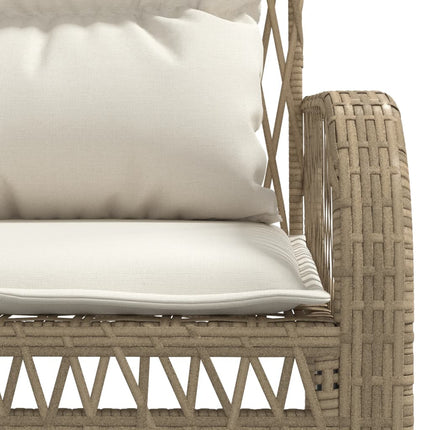 4 Piece Patio Sofa Set with Cushions Beige Poly Rattan