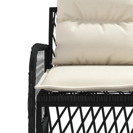 2 Piece Patio Sofa Set with Cushions Black Poly Rattan