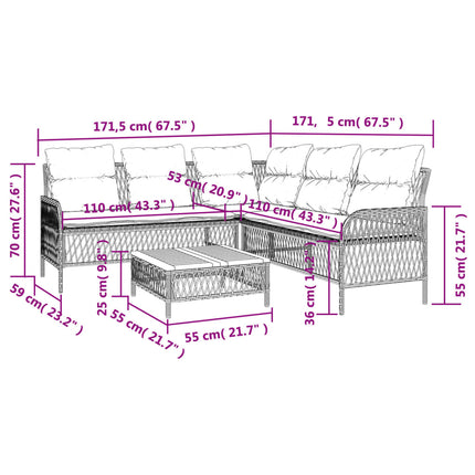 2 Piece Patio Sofa Set with Cushions Gray Poly Rattan