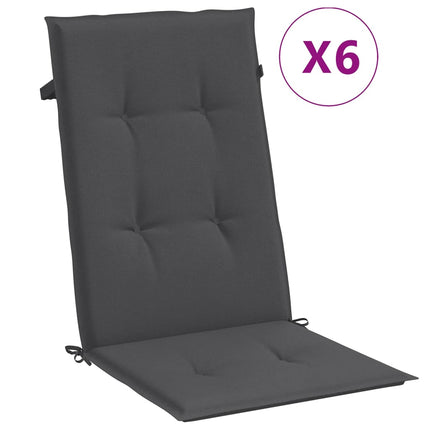 Highback Chair Cushions 6 pcs Melange Anthracite 47.2"x19.7"x1.6" Fabric