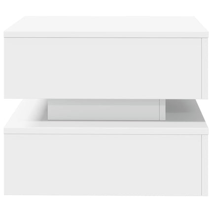 Coffee Table with LED Lights White 19.7"x19.7"x15.7