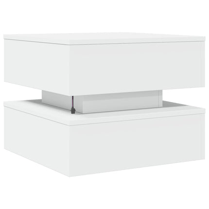 Coffee Table with LED Lights White 19.7"x19.7"x15.7