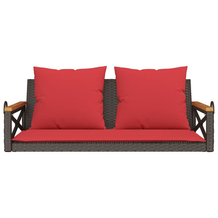 Swing Bench with Cushions Brown 42.9"x24.4"x15.7" Poly Rattan