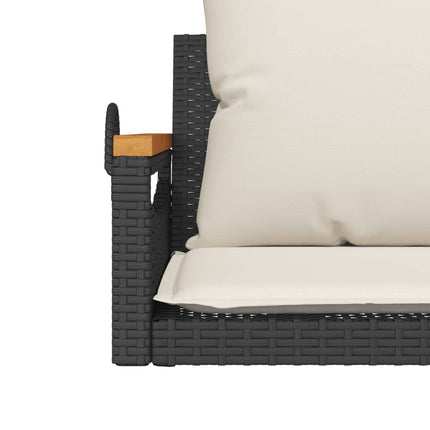 Swing Bench with Cushions Black 24.8"x24.4"x15.7" Poly Rattan