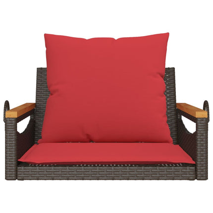 Swing Bench with Cushions Brown 24.8"x24.4"x15.7" Poly Rattan