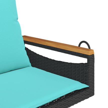 Swing Bench with Cushions Black 24.8"x24.4"x15.7" Poly Rattan