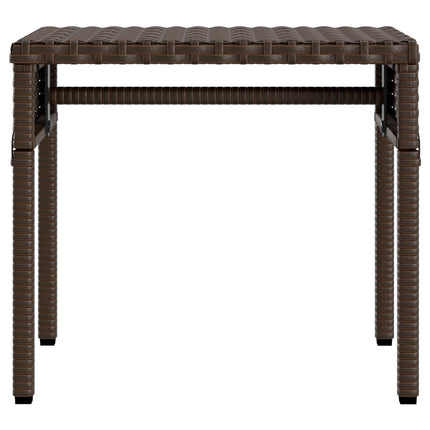 Sun Lounger with Canopy and Table Brown Poly Rattan