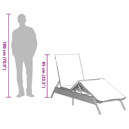 Sun Lounger with Cushion Brown Poly Rattan