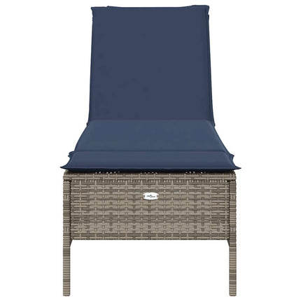 Sun Lounger with Cushion Grey Poly Rattan
